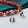 Plata Pura 999 Vintage 3D Flor Dura de Plata Cuentas Separadoras Flor de Durazno Hilo para Pulseras DIY Pulsera de Cristal Accesorios de Plata Materiales