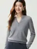 Nuevo Suéter de Cachemir con Botones y Cuello en V para Otoño para Mujer con Encaje y Cuello Abierto Suéter de Punto Suave de Cachemir Capa Base