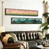 Pintura decorativa para sala de estar de estilo vintage francés con textura, pintura para colgar en la pared de fondo de sofá estilo mediados de siglo, mural combinado de franjas horizontales