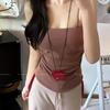 Camisola Cálida de Terciopelo Alemán Cepillado para Otoño e Invierno con Almohadilla en el Pecho Color Puro Ajustada Ropa Exterior Top Básico Interior sin Mangas para Mujer