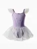 Vestido de práctica de baile para niñas con tirantes, pedrería de copo de nieve, falda de tutú de malla, vestido de ballet para actuación escénica infantil