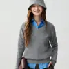 Estilo Elegante para o Trabalho~Suéter de Malha Cashmere com Tranças e Decote em V Feminino Solto de Fio Duplo Espessado Pulôver Suéter de Malha Camada Base
