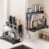 Estante de Almacenamiento para Cuchillos de Cocina al por Mayor Acero Inoxidable Estante para Tabla de Cortar de Encimera Integrado Portacuchillos y Palillos Montado en Pared Almacenamiento