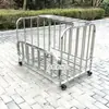 Carrito de Bolas de Acero Inoxidable Cesta Gruesa de Almacenamiento para Guardería Aro de Baloncesto Infantil Carrito Móvil Plegable para Adultos Estante de Bolas