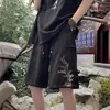 Novo estilo chinês estilo nacional fivela terno shorts masculino moda marca verão fino cinco pontos calças moda nacional bordado calças casuais