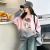 Sudadera de forro polar nueva y versátil de estilo coreano para niñas, para otoño, corte holgado, top tie-dye de bloques de color, venta al por mayor para niños