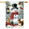 Nueva bandera decorativa de Navidad para gato de invierno transfronteriza, pino, escena de nieve, tela colgante para bandera de jardín, venta al por mayor personalizada