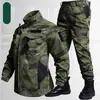 Traje de Camuflaje para Primavera y Otoño Conjunto para Hombre Ropa de Trabajo Resistente al Desgaste Uniforme de Entrenamiento al Aire Libre Doble Capa Refuerzo en la Entrepierna Ropa de Protección Laboral Chaqueta