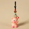 Novo Porquinho de Madeira Esculpida Chaveiro de Carro Pingente Artesanal de Madeira Corrente para Pendurar na Mochila Presente Delicado para Menina