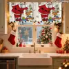 Cortina Navideña del Grinch Decoración Festiva Barra Romana sin Taladro Cortina Corta Cortina de Ventana con Impresión Digital