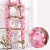 Telón de Fondo de Árbol de Flor de Cerezo Artificial Pared Decoración de Boda Interior Sala de Estar Tubería de Techo Enredadera de Plástico Flor Falsa Enredadera