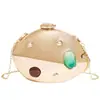 2026 Estilo Europeu Novo Pedra Olho de Gato Strass Acabamento Dourado Personalizado Retrô Feminino Leve Luxo Transfronteiriço Clutch de Festa