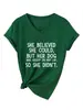 Ella creía que podía Amazon eBay Estación Independiente Moda Casual Cuello en V Manga Corta Camiseta para Mujer