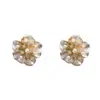 Novos e estilosos brincos de flor de gardênia cravejados de diamantes, requintados, de alta qualidade, simples, únicos e personalizados com um design sofisticado