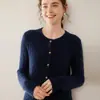 Cárdigan de Cachemir con Cuello Redondo para Mujer, Grueso de Color Sólido, Holgado, Versátil, Chaqueta de Punto Trenzado