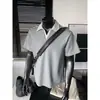 Camiseta Masculina de Verão Novo Estilo Gola V 300g Falsa Dupla Face Patchwork Tendência Lapela Manga Curta Solta Casual Camisa Polo Americana