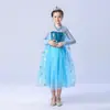 Vestido de Actuación Festiva para Niñas de Halloween 2024 Vestido de Princesa Elsa de Frozen Vestido de Malla con Lentejuelas