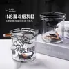 Vidrio Lujo Ligero Gris Dormitorio Hogar Sala de Estar Cenicero Creativo Cenicero a Prueba de Viento Anti-Moscas Oficina Personalidad Tendencia Anhui