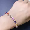 Pulsera de Zafiro de Color Natural Puro, Cristal Súper Rosa, Piedra Transparente de Grado 5A Tamaño 4*6mm, Plata 925 Incrustada de Precisión