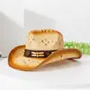 Fornecimento Exclusivo Transfronteiriço para Europa e América 2026 Novo Estilo Chapéu de Palha de Cowboy Ocidental Moda Personalidade Chapéu de Sol Fedora Vazado Fábrica