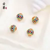 Cuentas Redondas con Esmalte Cloisonné en Forma de Diamante, Cuentas Sueltas de Azul Quemado con Goteo de Aceite para Pulseras, Collares DIY y Accesorios de Ensamblaje de Cuentas