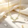 Collar con Forma de Espiga de Trigo en V con Piedras Preciosas de Colores para Mujer, Cadena para Clavícula de Circonita con Piedras Preciosas de Imitación Chapada en Oro, Versátil para Vestido y Decoración del Cuello