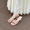 Sandalias Transparentes Nuevas de Verano de Moda Elegantes Versátiles para Mujer al Aire Libre Planas de Punta Abierta Estampado de Leopardo Negro
