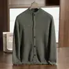 Novo suéter de cashmere masculino, cardigan de lã de malha dupla espessada, camisa de base de malha de meia gola alta masculina, jaqueta casual