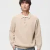 Suéter tipo polo de punto para hombre, estilo japonés con degradado, corte holgado y relajado, perfecto para otoño e invierno, top de punto casual