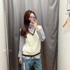 Estilo Japonês Outono 2023 Uniforme Jk Estilo Preppy Botão Flor Solto Gola V Colete Tricô Pulôver Feminino Y451682