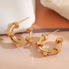 Pendientes Nicho de Personalidad Antiguos Europeos y Americanos Australianos con Superficie de Oro de 18K Chapada en Cobre Geométricos en Forma de C Pendientes Femeninos INS Hip Hop Punk Nuevos