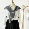 Chal de Color Sólido de Primavera Tejido Cruzado Exterior Chal Pequeño para Mujer Decoración de Oficina en Habitación con Aire Acondicionado Chaleco Pequeño Cuello Falso