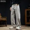 Pantalones vaqueros minimalistas de alta gama con patrón de nudo de bambú estilo old money teñidos con plantas para hombre, casual, pierna recta, largos, holgados, talla grande 26, estilo nuevo