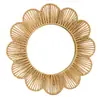 Espejo de pared tejido con cuerda de papel bohemia personalizada, espejo de maquillaje floral tejido a mano, espejo de decoración de pared para casa de huéspedes