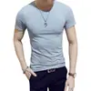 Camiseta Lisa de Color Barato Manga Corta para Hombre Manga Media Lisa Simple Camiseta Base Camiseta para Fitness Culturismo Top Camiseta Cuello Redondo
