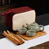 Juego de Té de Viaje Ge Yao Ru Yao Una Tetera Cuatro Tazas Dos Tazas de Espresso Portátil Festival de Medio Otoño Lugar de Negocios Regalo LOGOTIPO