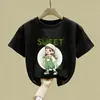 2026 Nueva Camiseta Linda de Manga Corta Ropa de Verano Dulce Holgada Camiseta de Manga Corta para Niñas Camiseta de Algodón Puro Camiseta de Verano Top Camiseta