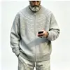 Estilo Novo Europeu e Americano Outono e Inverno Masculino Gola Redonda Tricô Jacquard Retrô Suéter Jovem Casual Cardigã Peça Externa Masculino