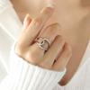 Anillo Yunyao Estilo Europeo y Americano Doble Anillo Diseño Cruzado Anillo Versátil con Diseño Único Acero de Titanio Chapado en Oro de 18K Anillo para el Dedo Índice
