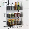 Prateleira de armazenamento lateral para geladeira de cozinha, montada na parede, multifuncional, multicamadas, para armazenar temperos e filme plástico