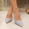 2025 Nuevas Sandalias de Verano de Tacón Alto Poco Profundas con Lentejuelas para un Look Adelgazante Baotou para Mujer Sandalias de Tacón Alto con Puntera Puntiaguda y Talón Abierto
