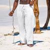 2023 Amazon Comercio Exterior AliExpress Europa y América Verano Pantalones Deportivos Casuales Sueltos Rectos Transpirables de Algodón Lino para Hombre