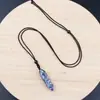 Piedra Natural Piedra Semipreciosa Amatista Ojo de Tigre Cristal Rosa Cono Hexagonal de Doble Punta Colgante DIY Collar Joyería Colgante Transfronterizo