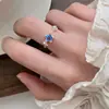 Anillo Estrella de Elfo Azul para Mujer Geométrico Gota de Agua Apertura Irregular Anillo Casual Elegante Temperamento Anillo para Dedo Índice Moderno