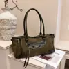 Bolsa Casual de Camurça Estilo Coreano Feminina 2026 Nova Tendência Fashionável Retrô Bolsa de Motociclista Ombro Único de Mão para Axila