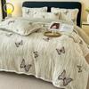 Conjunto de Cama de Inverno Quente de Quatro Peças em Veludo Leite Esculpido de Alta Qualidade, Lençóis Grossos com Forro de Lã e Lençóis de Elástico