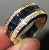 Anillo de Sanjie wish más vendido con zafiro de diamantes completos, cuadrado, chapado en oro de 18 quilates, anillo de diamantes brillantes para hombres y mujeres
