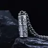 Collar con colgante de plata de ley S925 para hombres y mujeres estilo retro mantra de seis palabras Buda estilo encuadernación caja Gawu colgante venta al por mayor