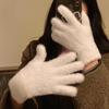 Guantes Calientes de Felpa Invierno Antihielo Engrosados Imitación Pelo de Conejo Guantes de Punto Guantes a Prueba de Frío a Prueba de Viento para Montar al Aire Libre