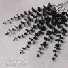 Flor de Hojas de Dinero de Eucalipto Negro Individual de 38 cm Arreglo Planta Verde Simulación Amazónica Decoración de Interior para Halloween